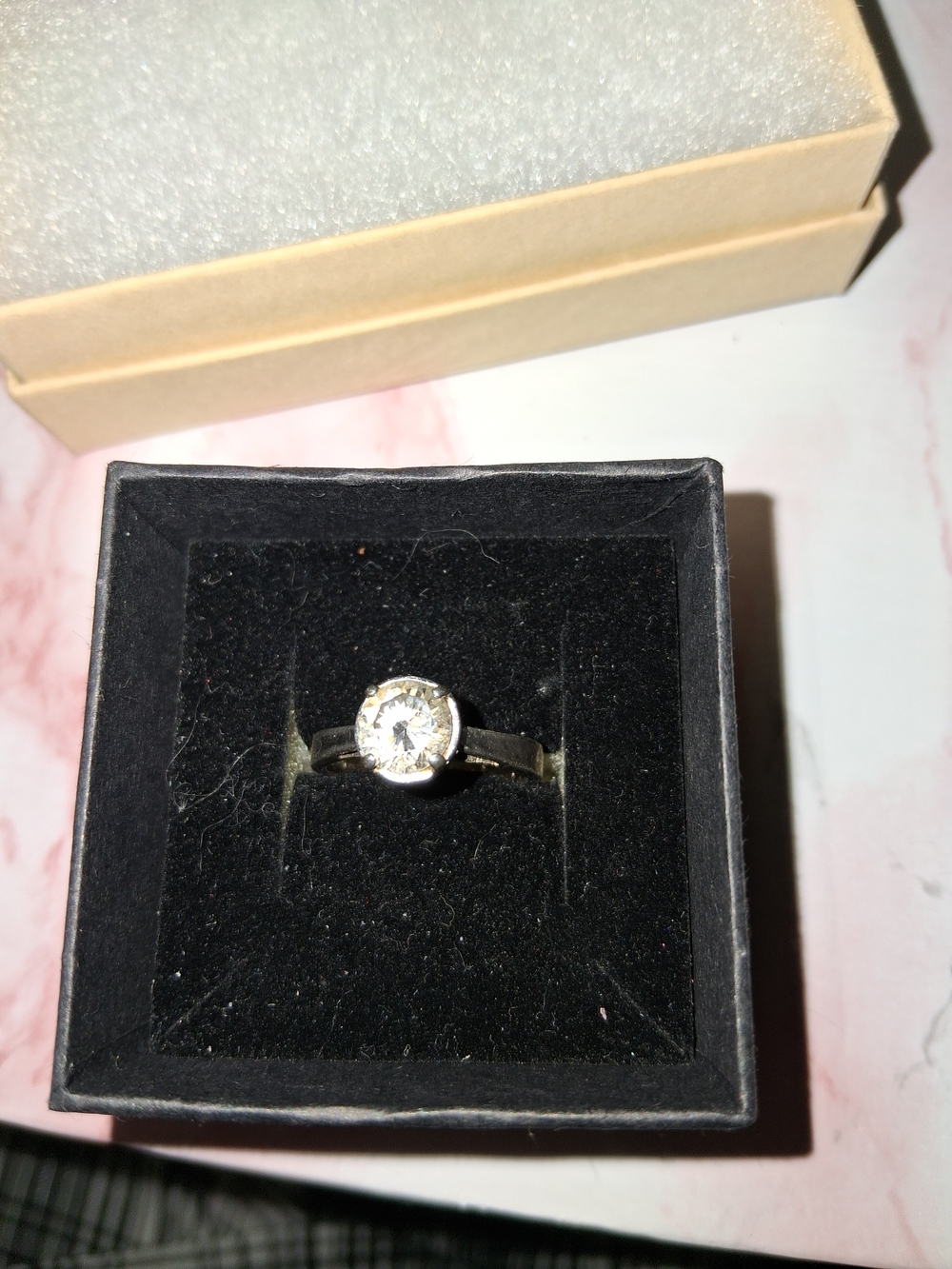 Classic Silver Solitaire Ring with Clear Stone - Women Jewelry